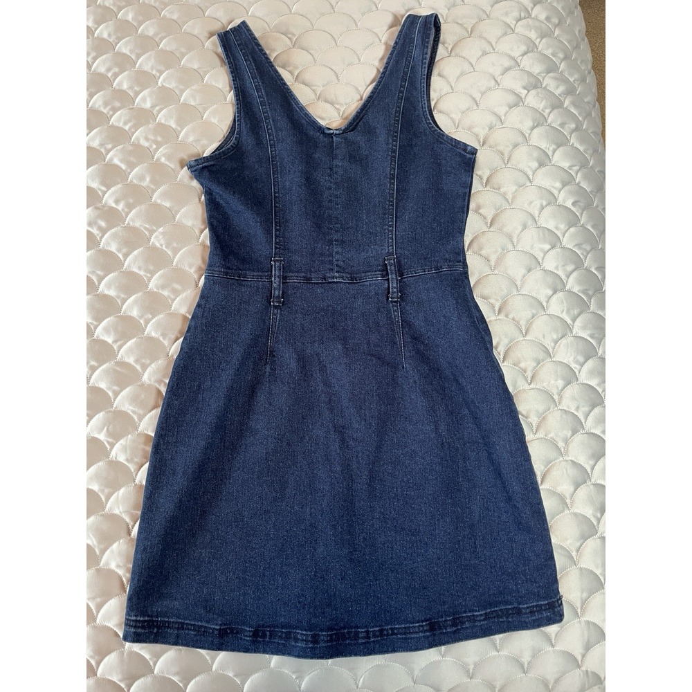 Peace Love Eco By Rewash Denim Stretch Zip Up Mini Dress Sz Med Western - Picture 5 of 6